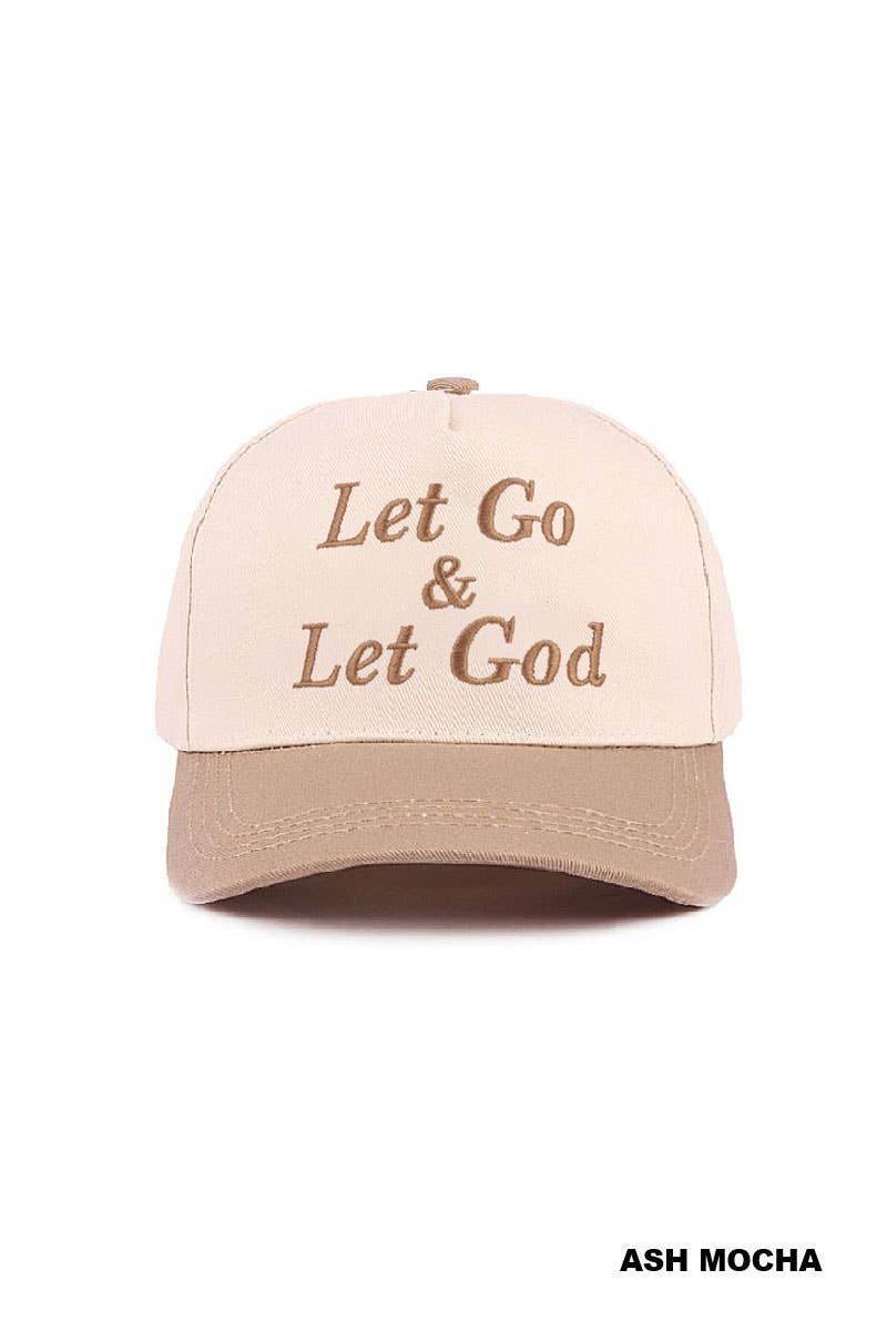 0304 Let Go & Let God Two Tone Cotton Hat SI-29585: FLORAL-195938 / OS