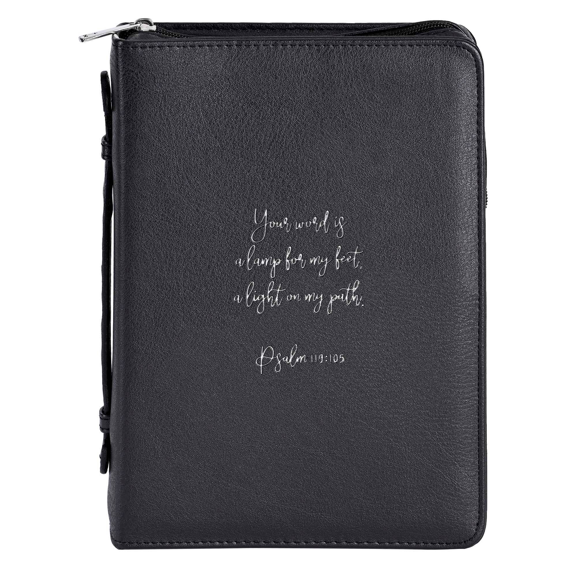 White Dove Bible Cover Your Word Black XL