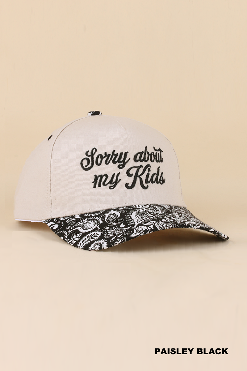 0519 Sorry About My Kids Two Tone Snapback Hat SI-29863: FLORAL-198971 / OS