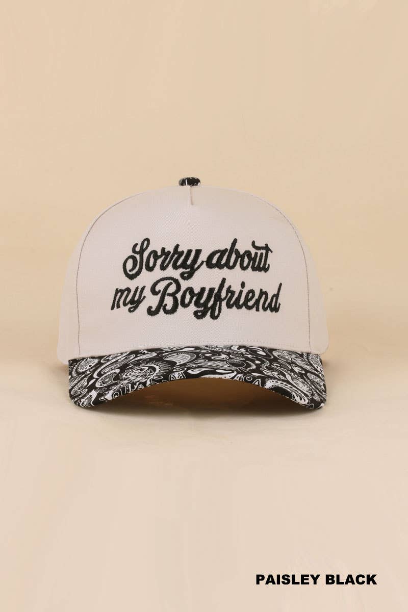 Two Tone Canvas Cotton Cap SI-27994: PAISLEY BLACK-198981 / OS