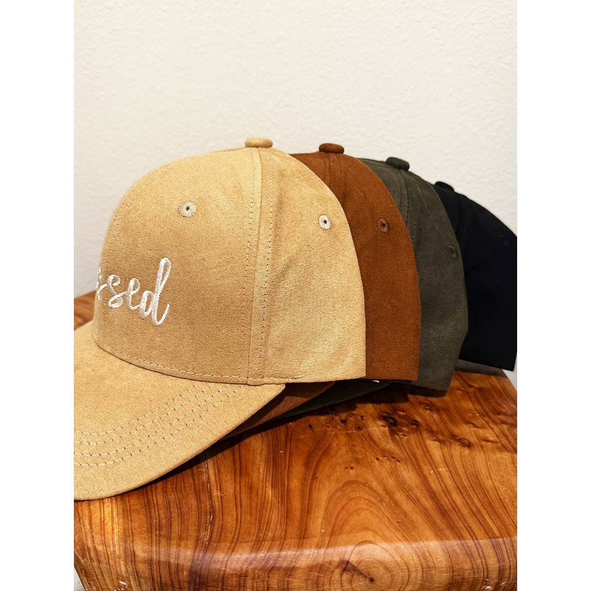 Blessed Embroidered Faux Suede Baseball Caps: BLACK / ONE(6)