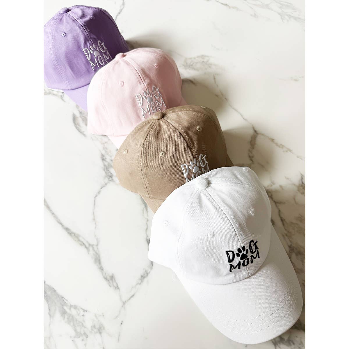 DOG MOM Embroidered Cotton Baseball Cap: PURPLE / ONE(6)