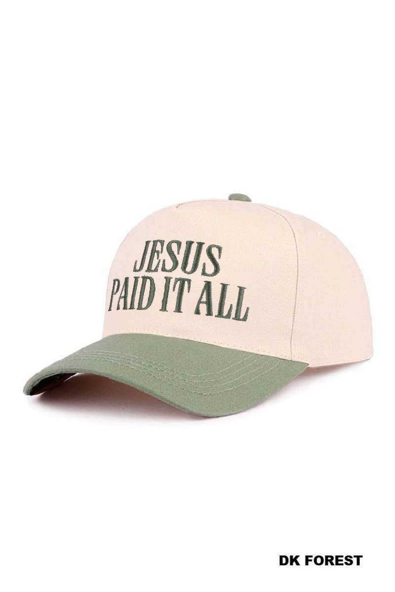 0304 Jesus Paid It All Two Tone Cotton Hat SI-29577: FLORAL-195891 / OS