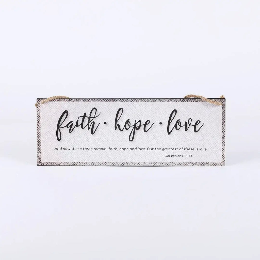 Wall Decor Metal W/ Rope Faith Hope Love
