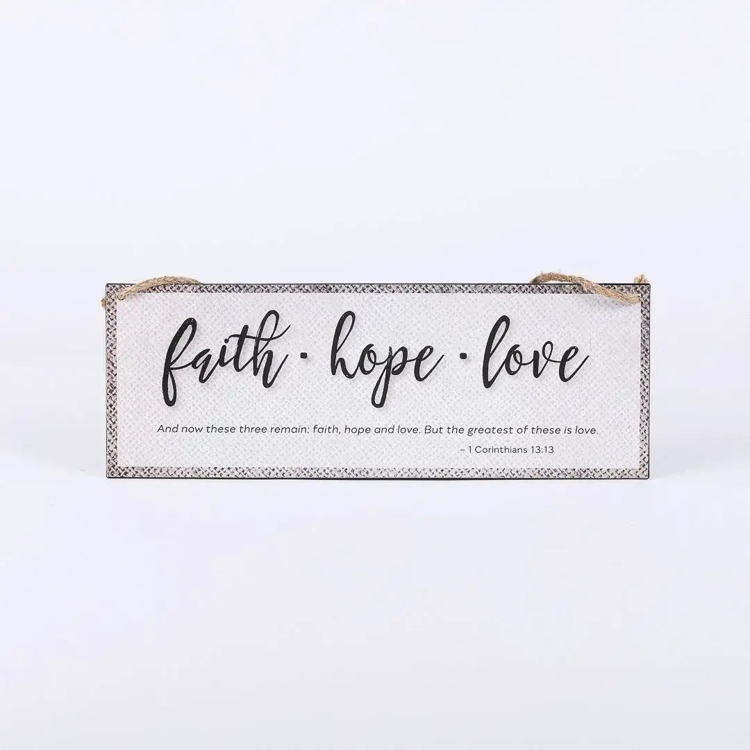Wall Decor Metal W/ Rope Faith Hope Love