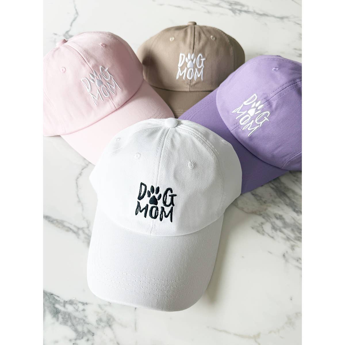 DOG MOM Embroidered Cotton Baseball Cap: PURPLE / ONE(6)
