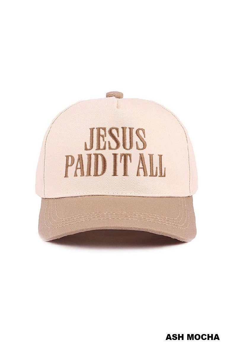 0304 Jesus Paid It All Two Tone Cotton Hat SI-29577: FLORAL-195891 / OS