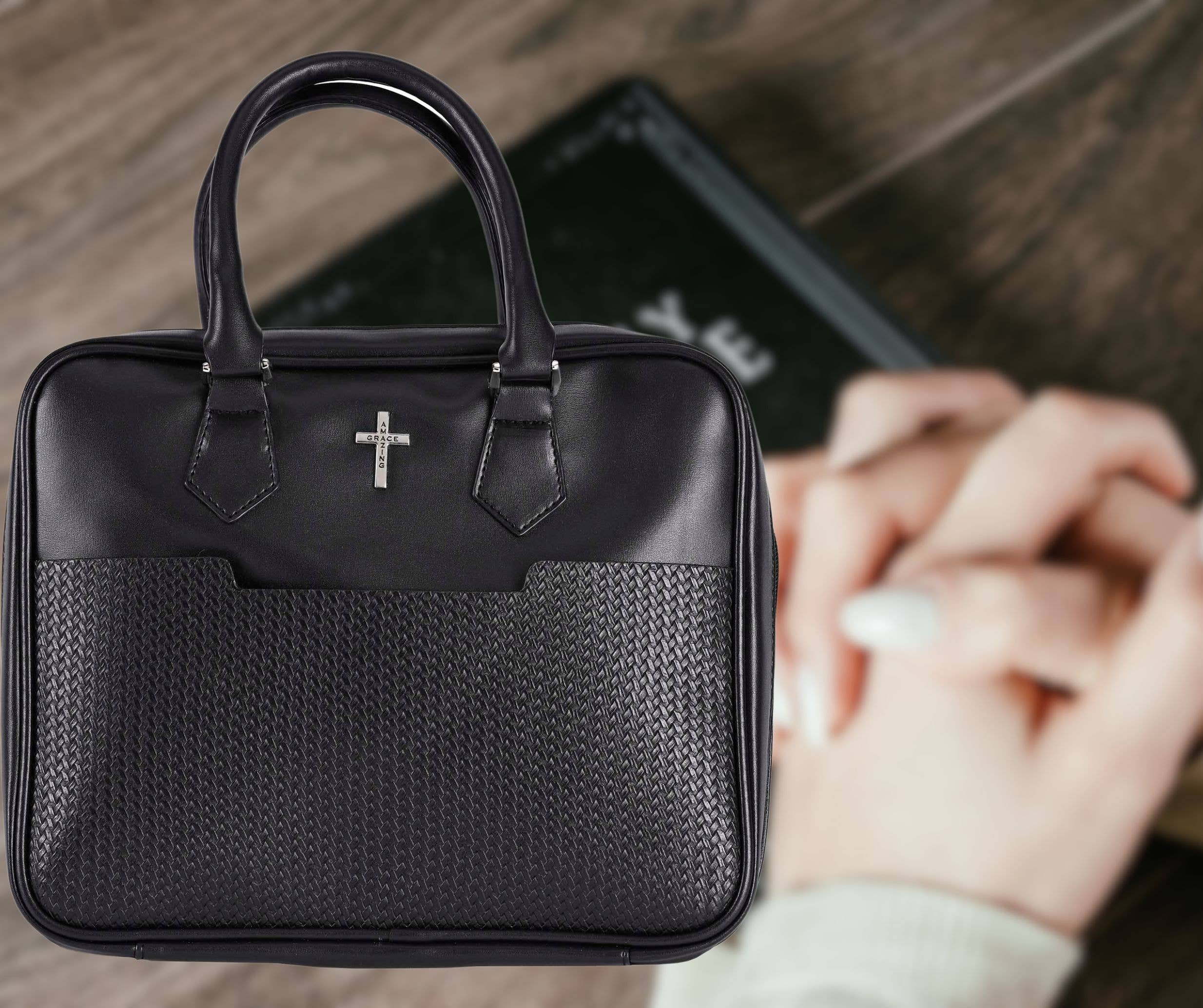 White Dove Bible Case Amazing Grace Black XLarge