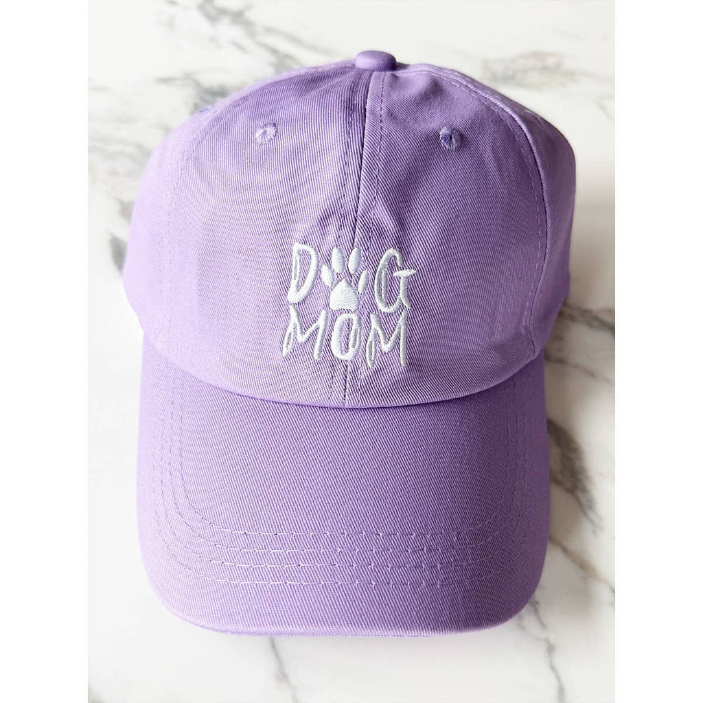DOG MOM Embroidered Cotton Baseball Cap: PURPLE / ONE(6)