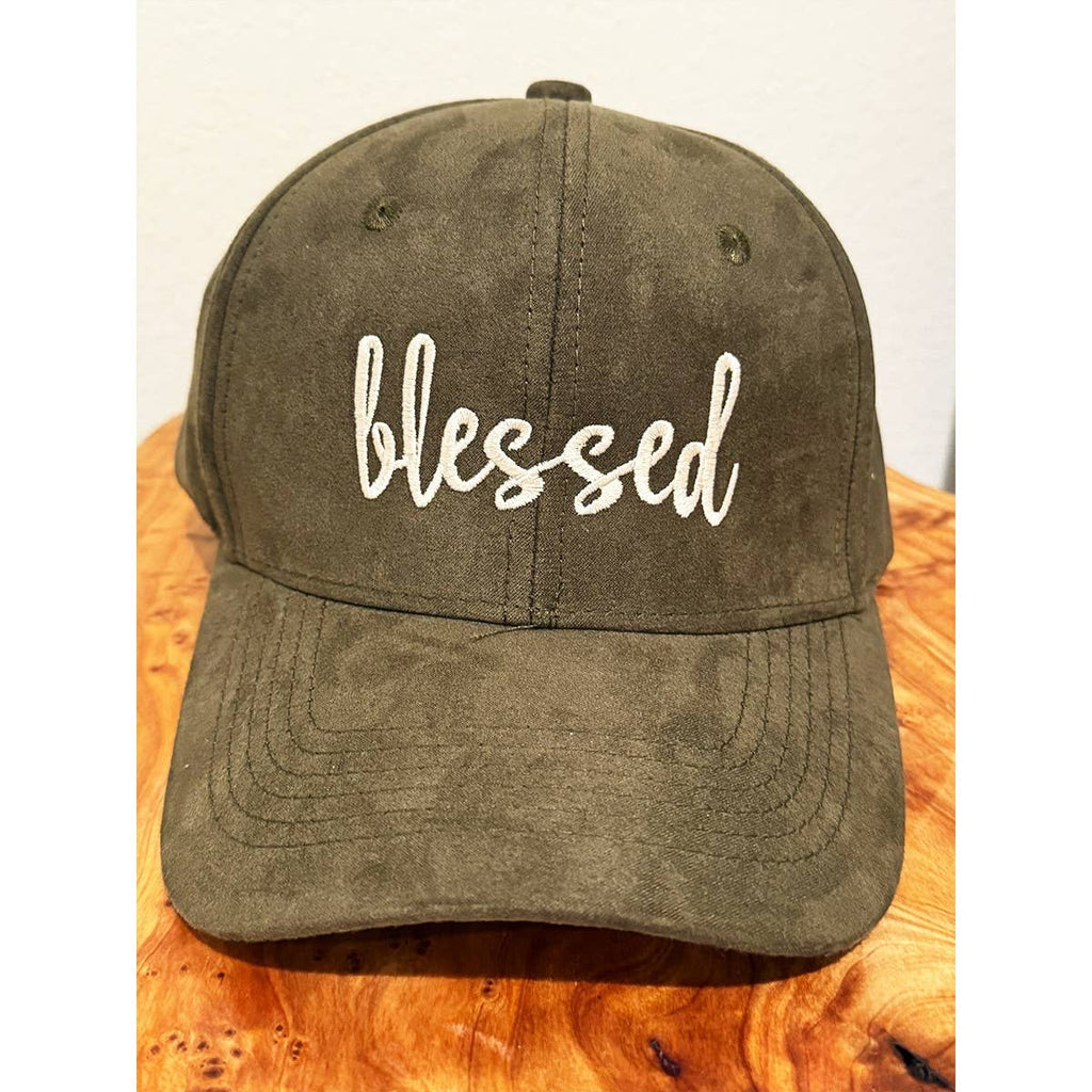 Blessed Embroidered Faux Suede Baseball Caps: CAMEL / ONE(6)