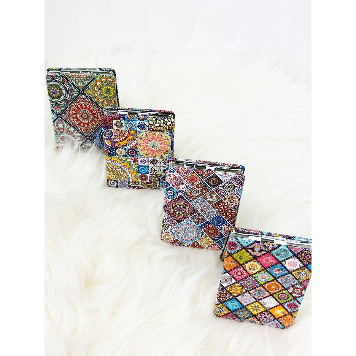 Mixed Pattern Double Sided Square Cosmetic Mirror: MIX COLOR / ONE(12)