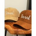 Blessed Embroidered Faux Suede Baseball Caps: CAMEL / ONE(6)