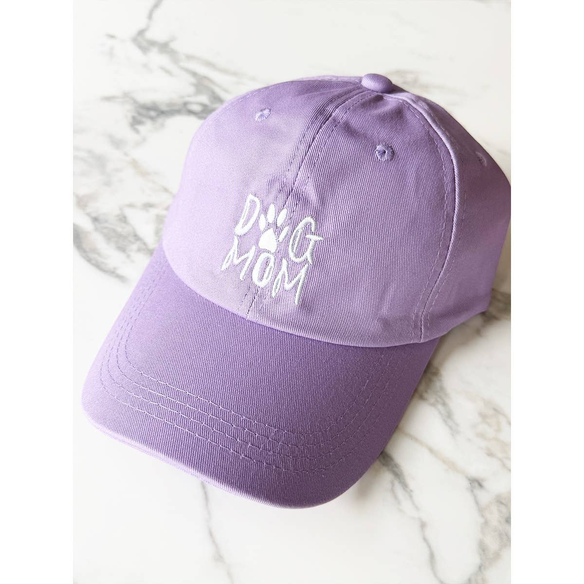 DOG MOM Embroidered Cotton Baseball Cap: PURPLE / ONE(6)