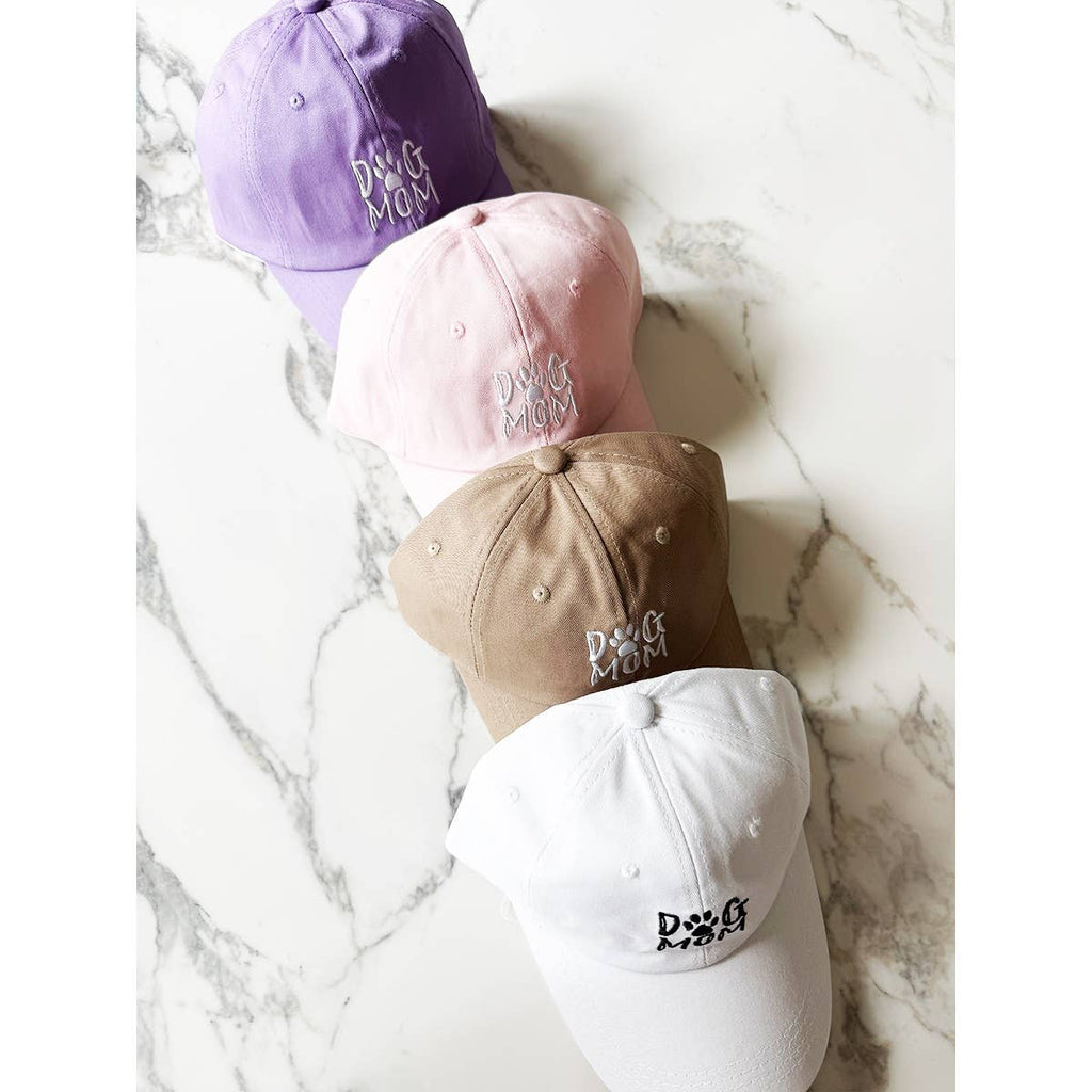 DOG MOM Embroidered Cotton Baseball Cap: PURPLE / ONE(6)