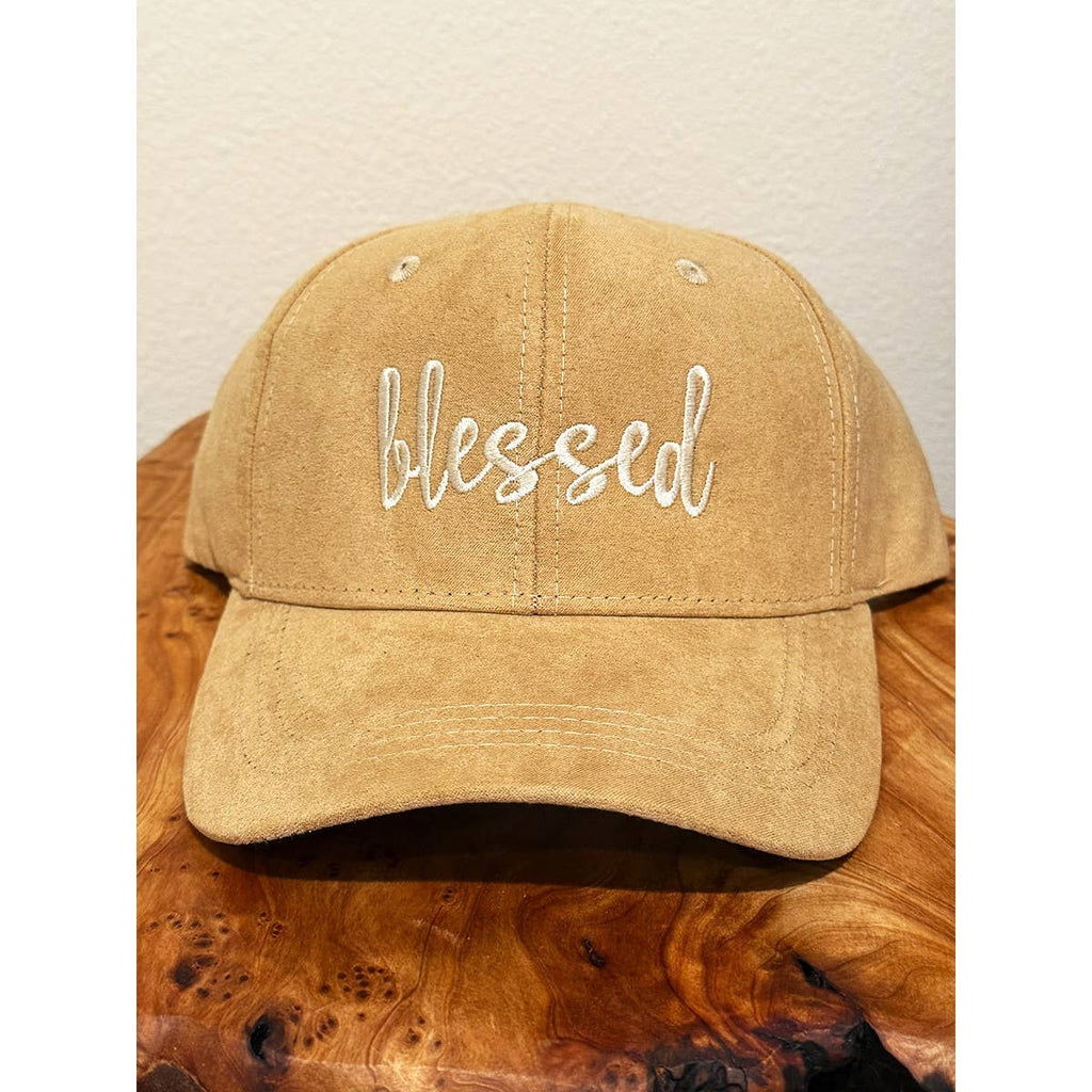 Blessed Embroidered Faux Suede Baseball Caps: BLACK / ONE(6)