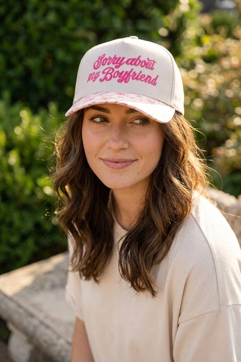 Two Tone Canvas Cotton Cap SI-27994: FLORAL-198985 / OS
