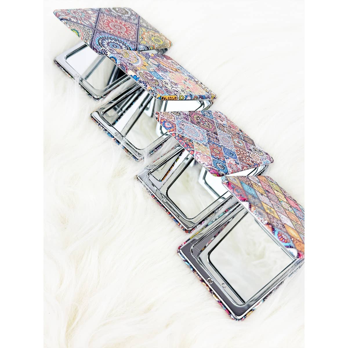 Mixed Pattern Double Sided Square Cosmetic Mirror: MIX COLOR / ONE(12)