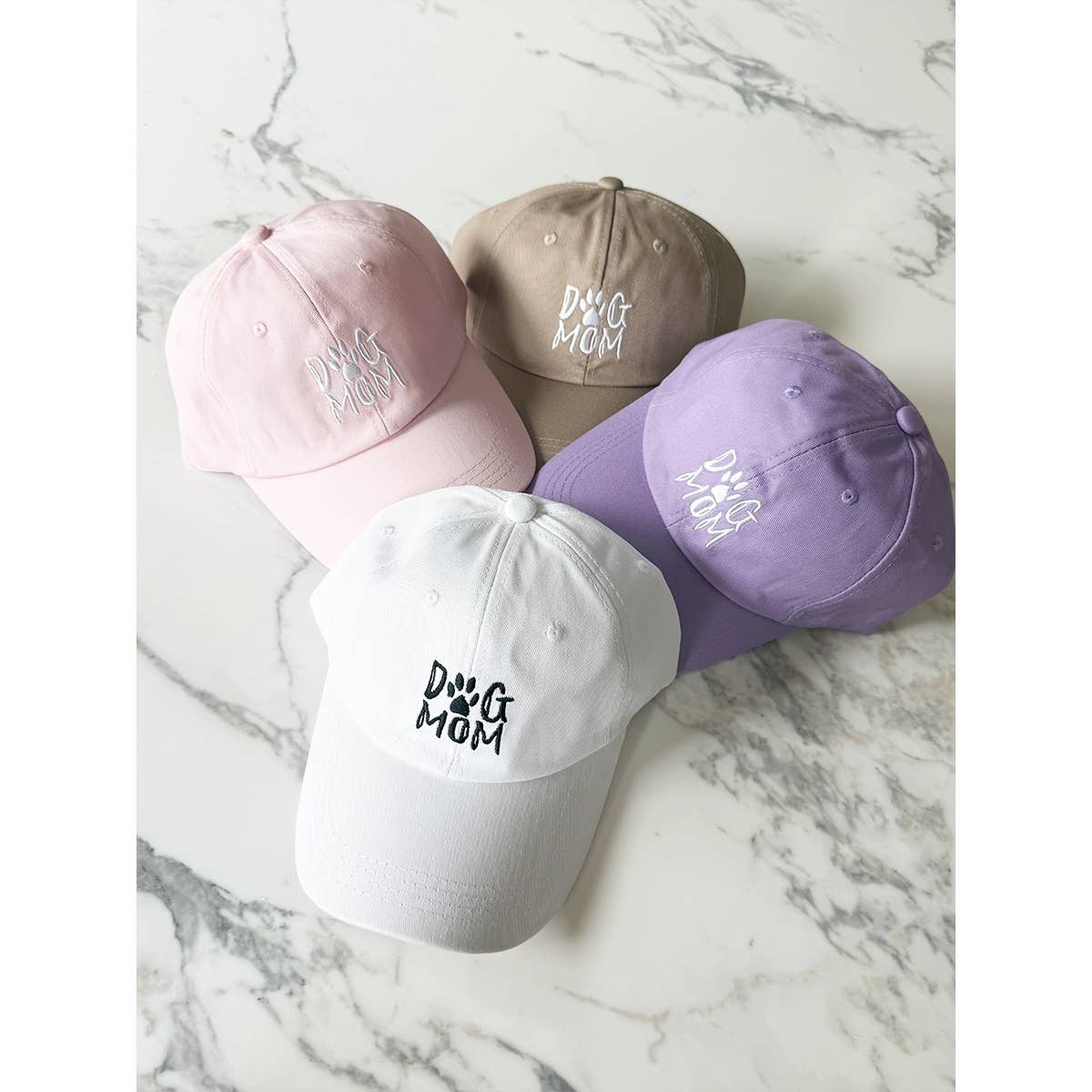 DOG MOM Embroidered Cotton Baseball Cap: PURPLE / ONE(6)