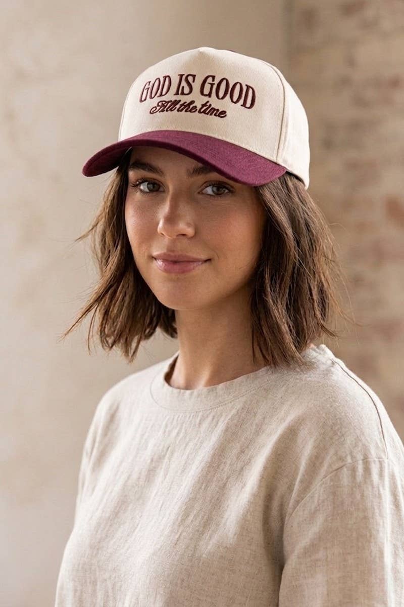 0718 God Is Good All The Time Two Tone Cap SI-28124: PAISLEY BLACK-198326 / OS
