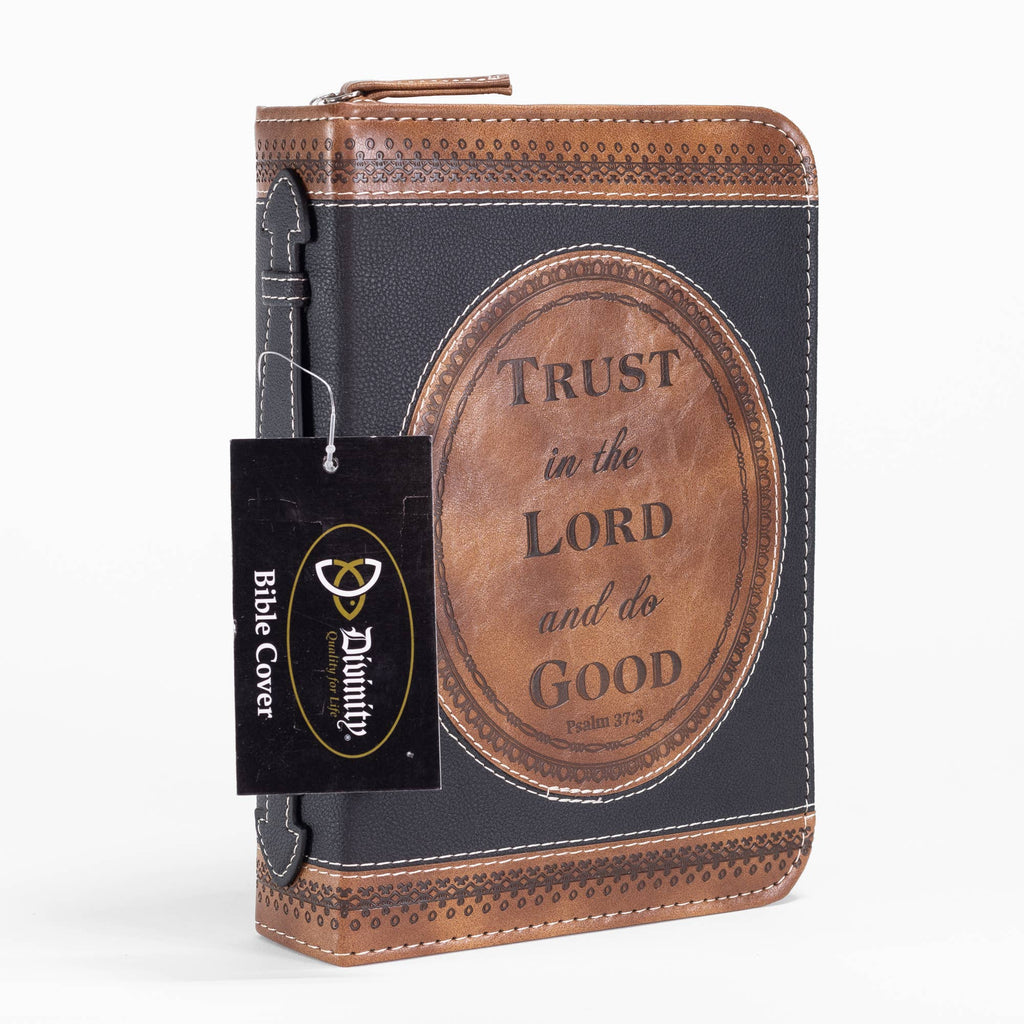 Divine Details: Bible Cover: Brown & Black Trust in the Lord: XXL