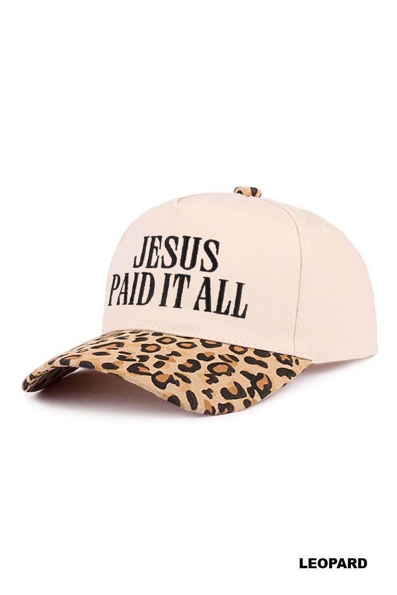 0304 Jesus Paid It All Two Tone Cotton Hat SI-29577: FLORAL-195891 / OS