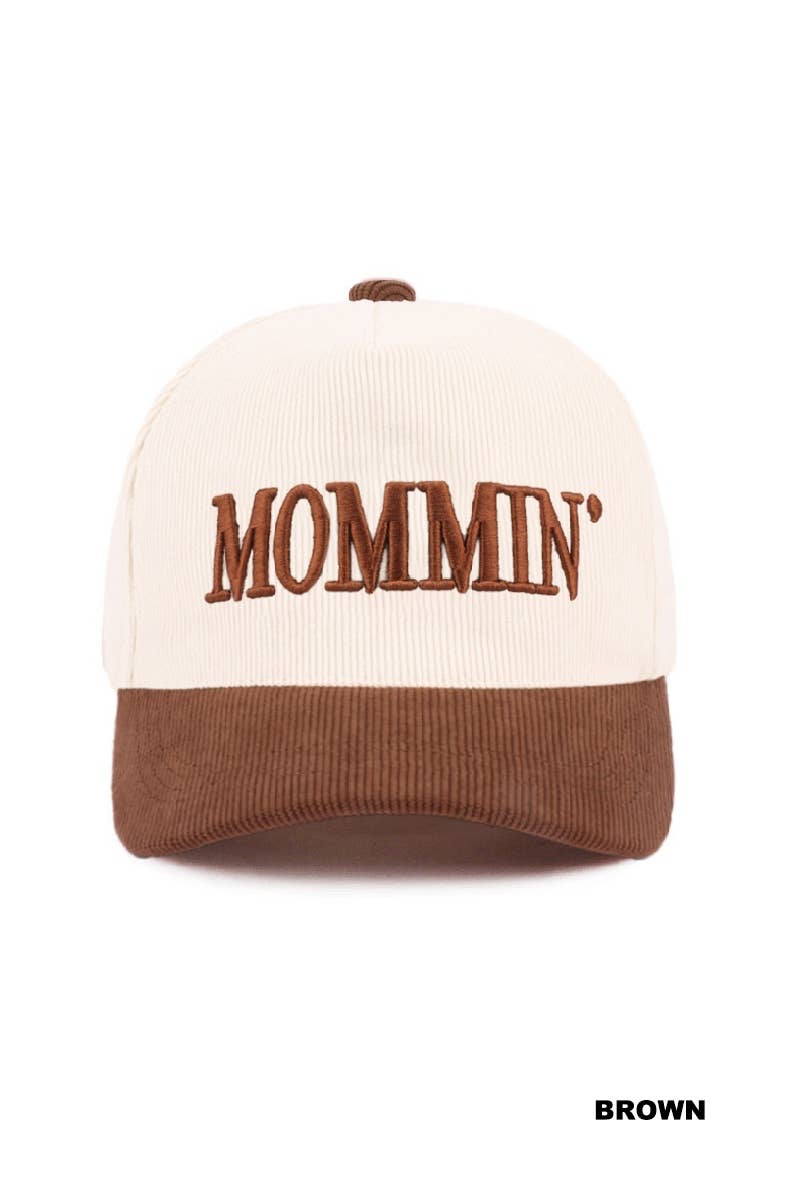 0101 Mommin’ Two Tone Corduroy Cap SI-28921: BROWN-192521 / OS