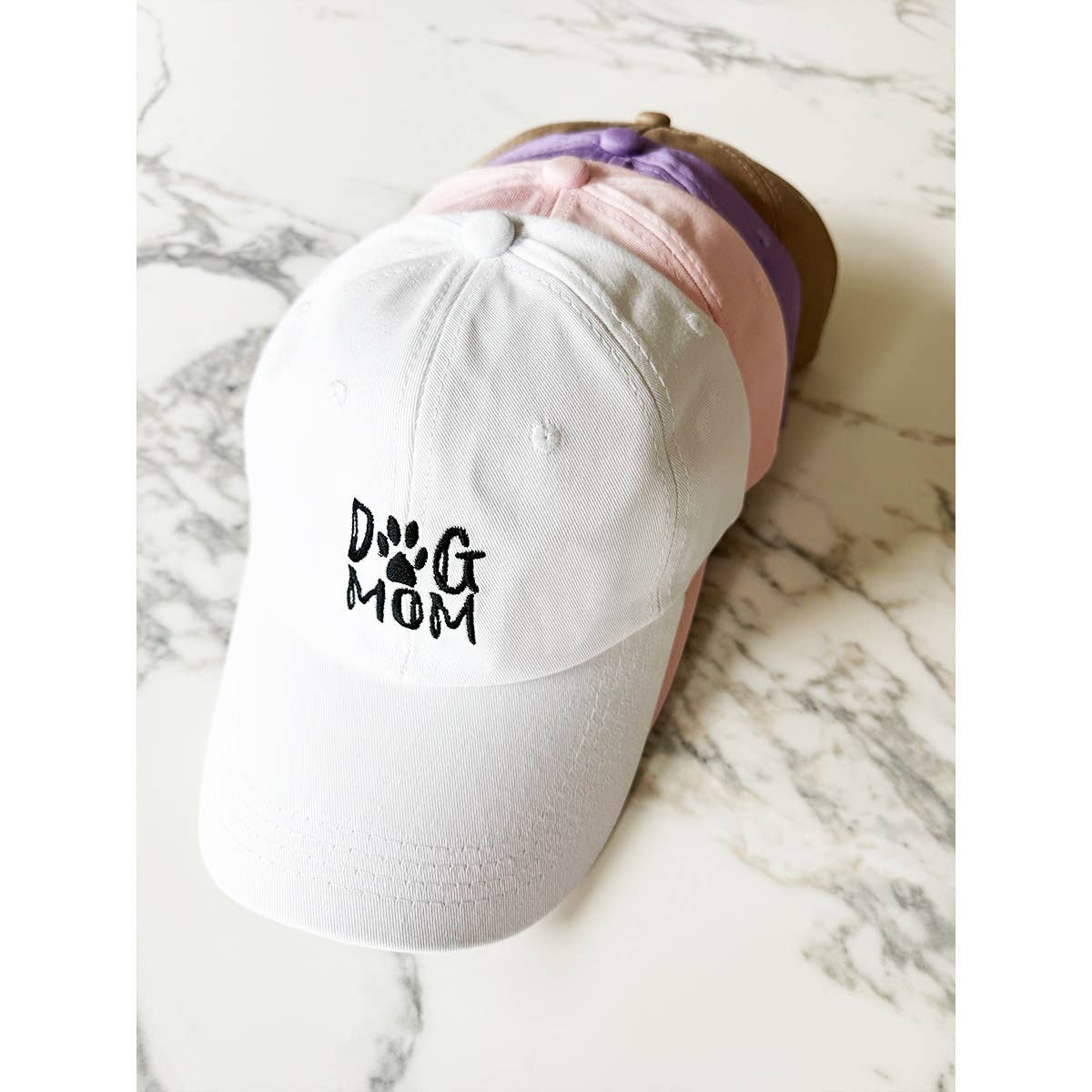 DOG MOM Embroidered Cotton Baseball Cap: PURPLE / ONE(6)