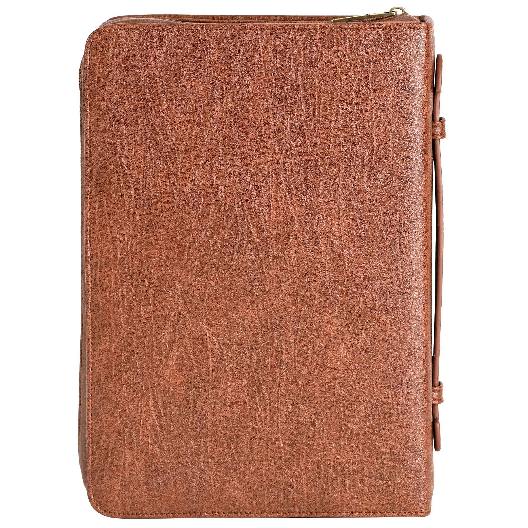 White Dove Bible Cover Vintage Cross Brown XL