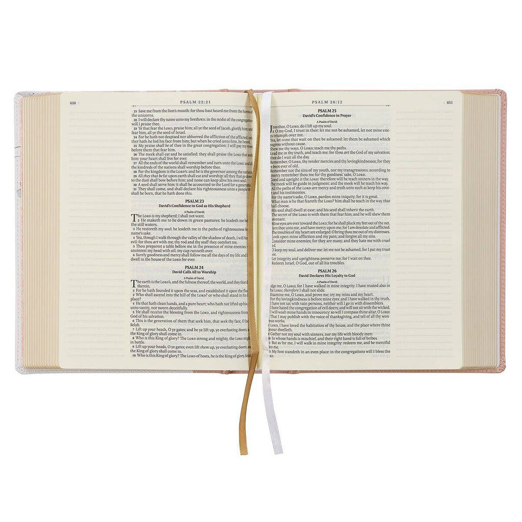 KJV Note-taking Bible Faux Leather HC, Pink Floral Printed