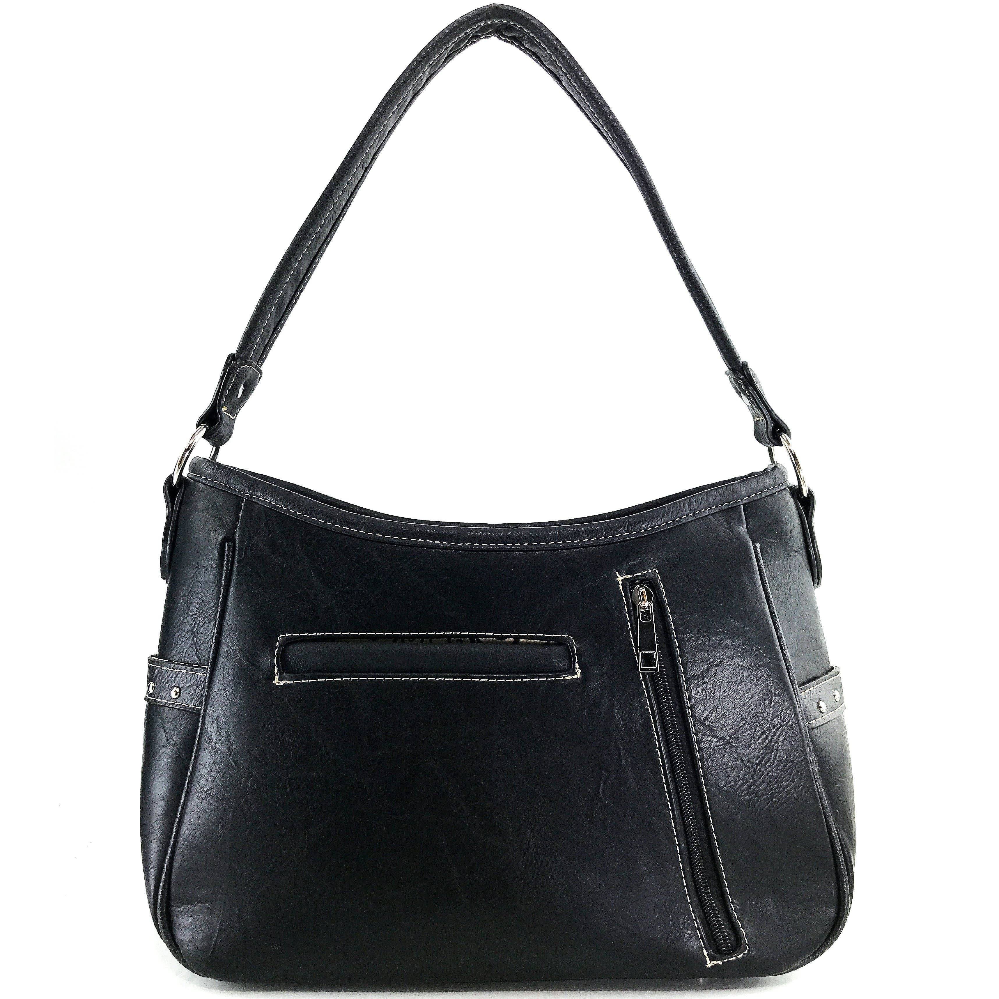 Bible Verse Philippians 4:13 Embroidery Handbag Hobo Bag: Black
