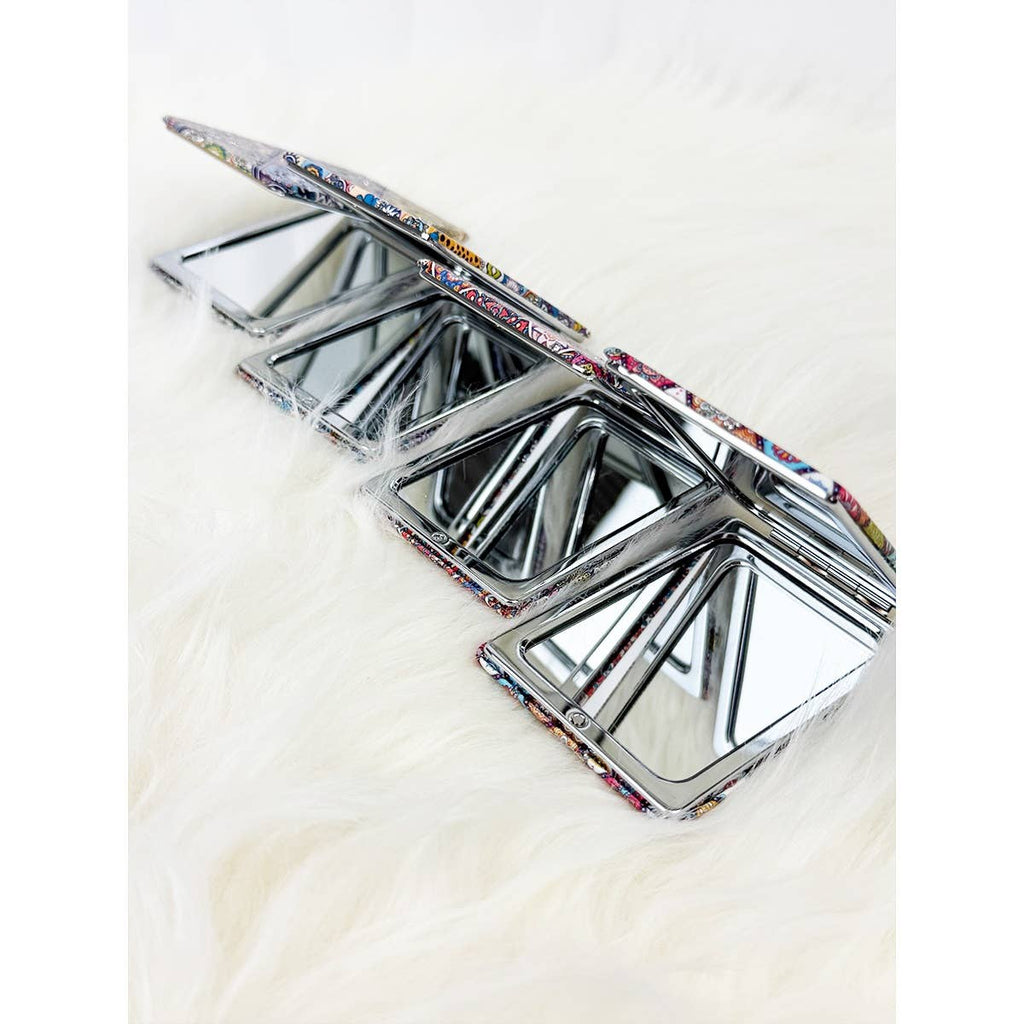 Mixed Pattern Double Sided Square Cosmetic Mirror: MIX COLOR / ONE(12)