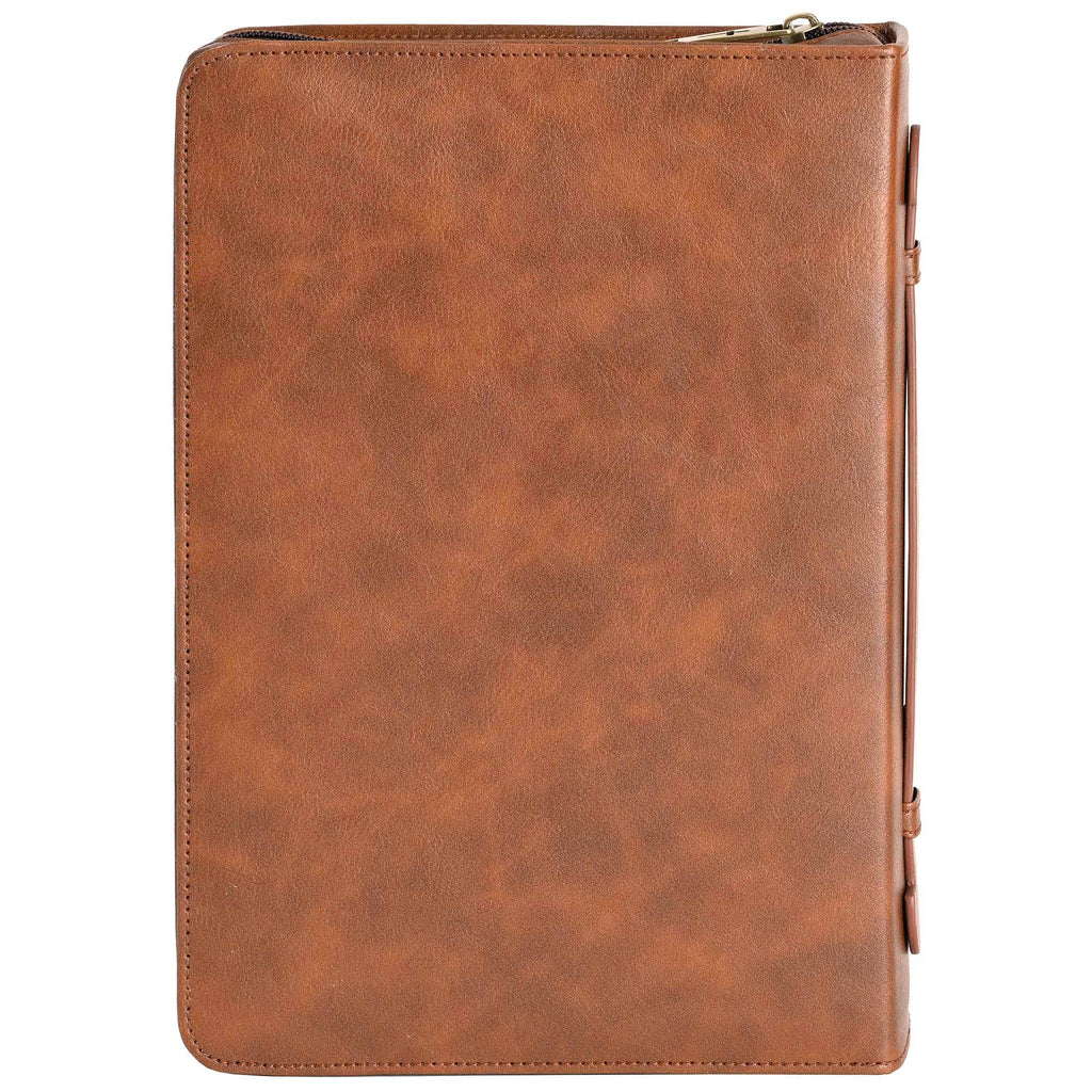White Dove Bible Cover Classic Cross Brown XL
