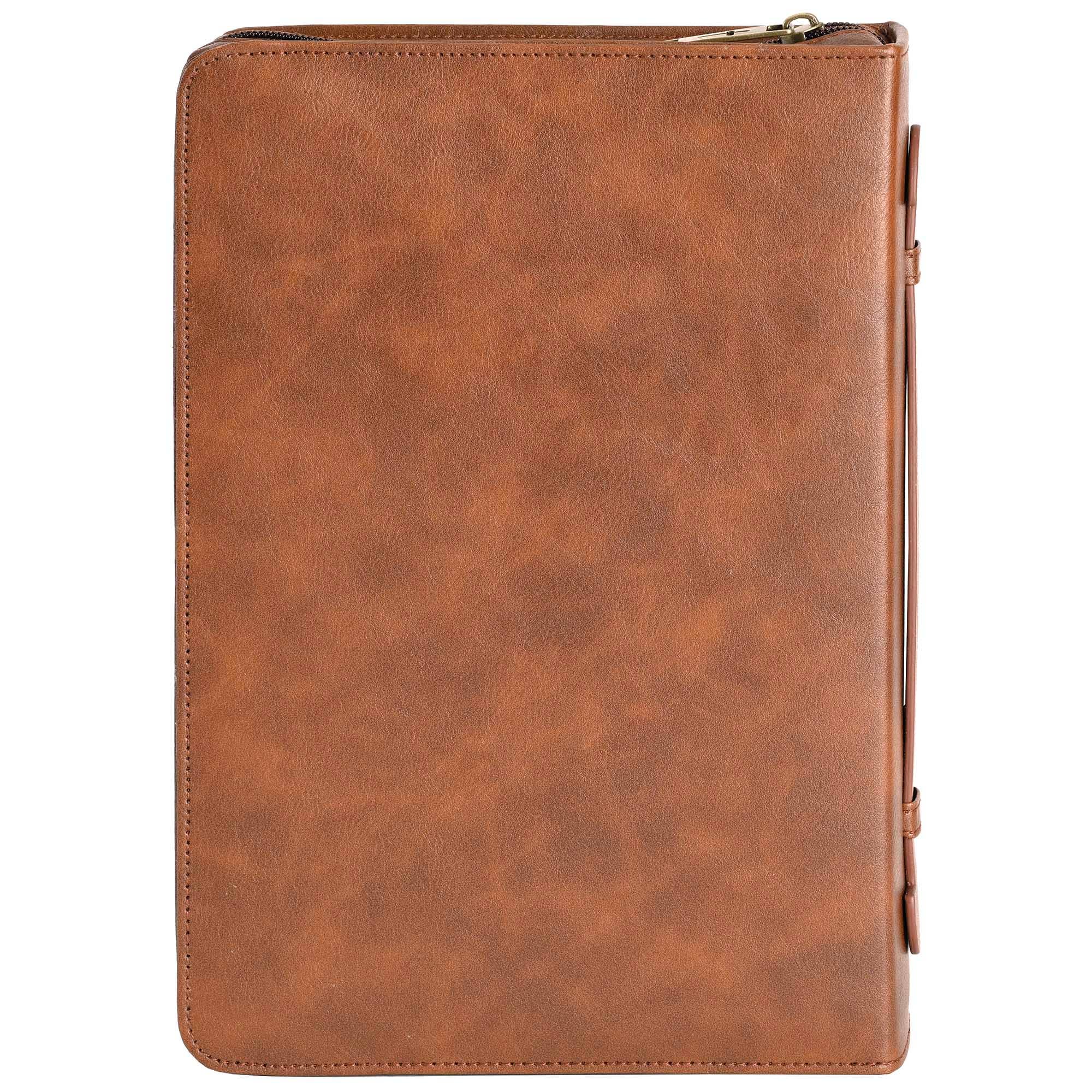 White Dove Bible Cover Classic Cross Brown XL