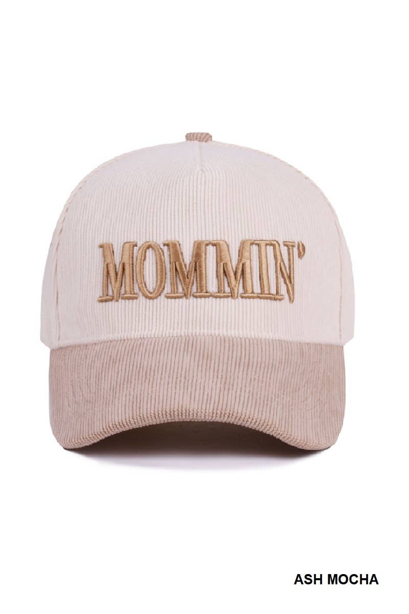 0101 Mommin’ Two Tone Corduroy Cap SI-28921: BROWN-192521 / OS