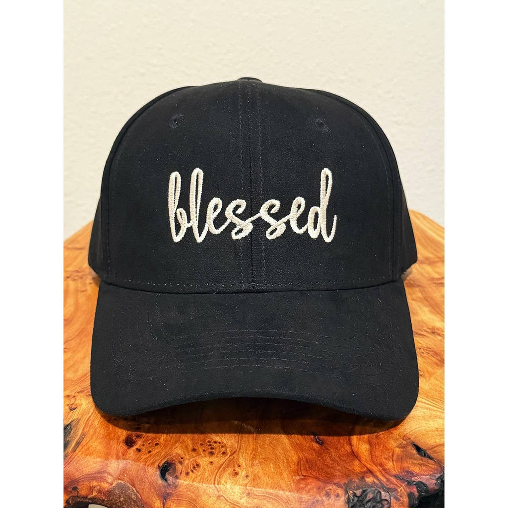 Blessed Embroidered Faux Suede Baseball Caps: BLACK / ONE(6)