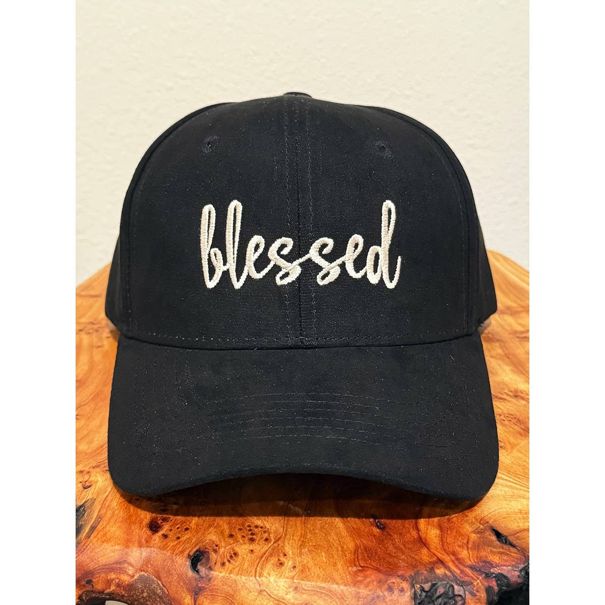 Blessed Embroidered Faux Suede Baseball Caps: BLACK / ONE(6)