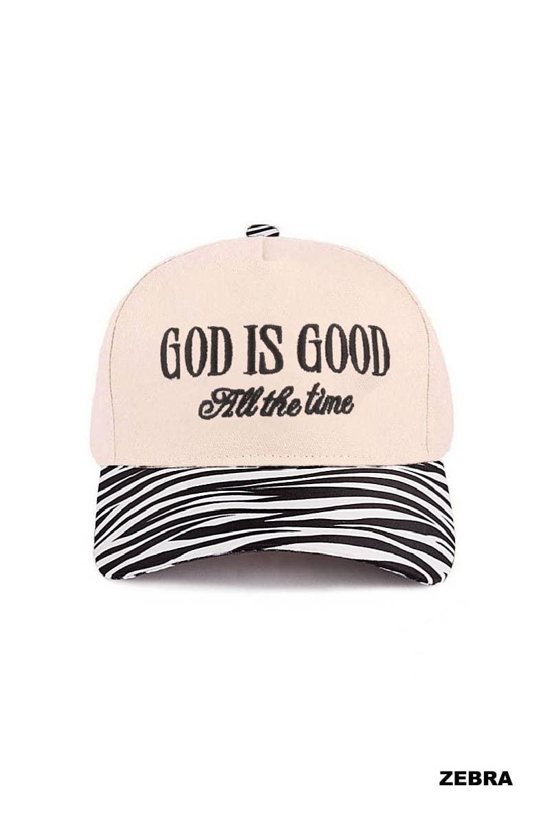 0718 God Is Good All The Time Two Tone Cap SI-28124: PAISLEY BLACK-198326 / OS