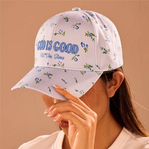 "God Is Good All The Time"  Floral Baseball Cap | 40HW756: Blue