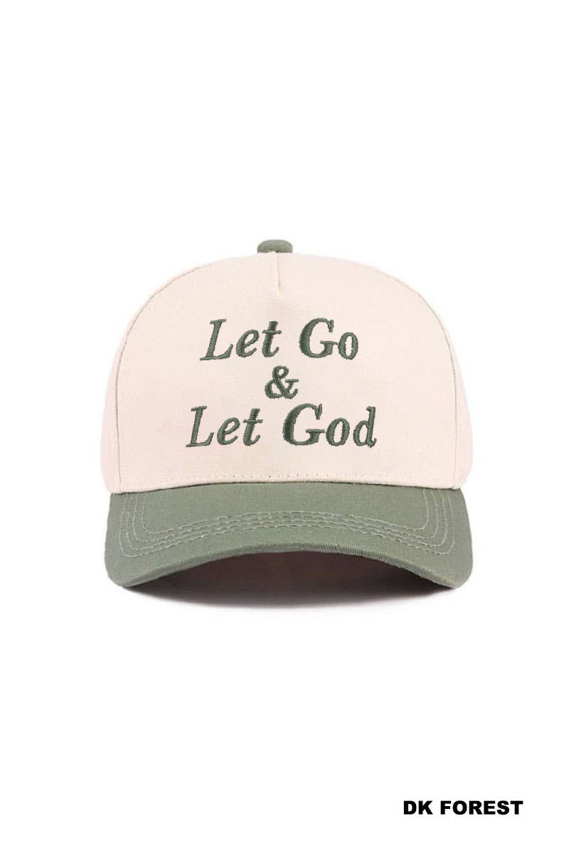 0304 Let Go & Let God Two Tone Cotton Hat SI-29585: FLORAL-195938 / OS