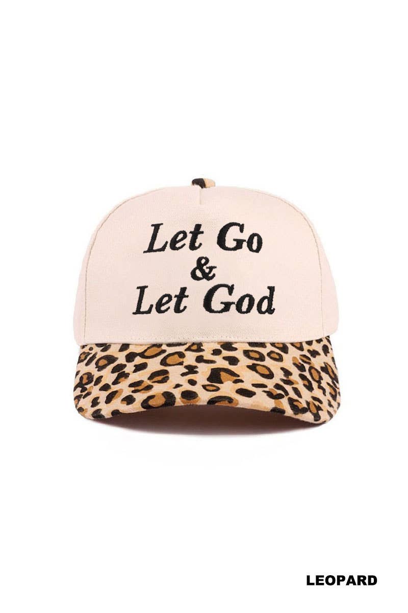 0304 Let Go & Let God Two Tone Cotton Hat SI-29585: FLORAL-195938 / OS