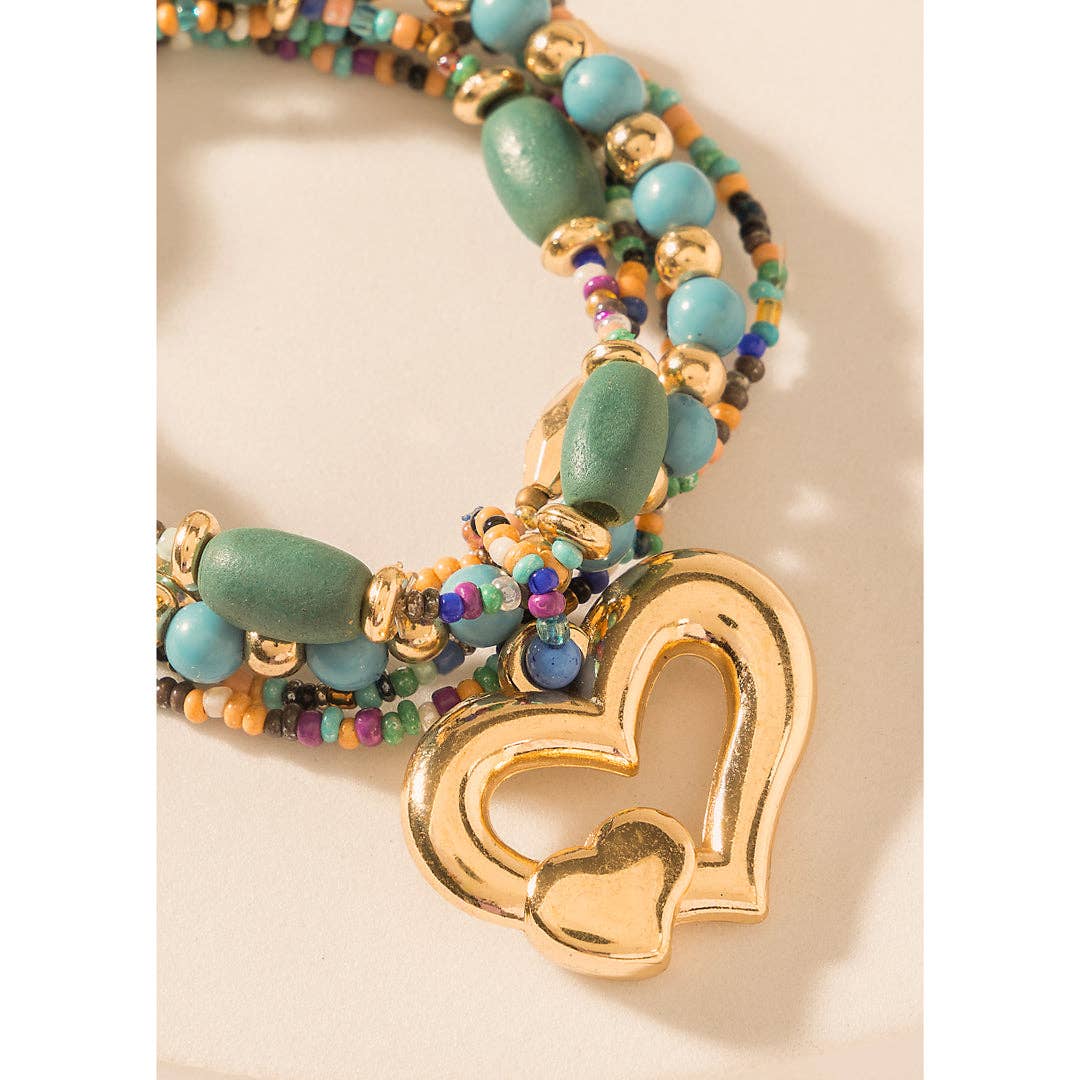 Boho Love Beaded Bracelet in Meadow Green: Meadow Green