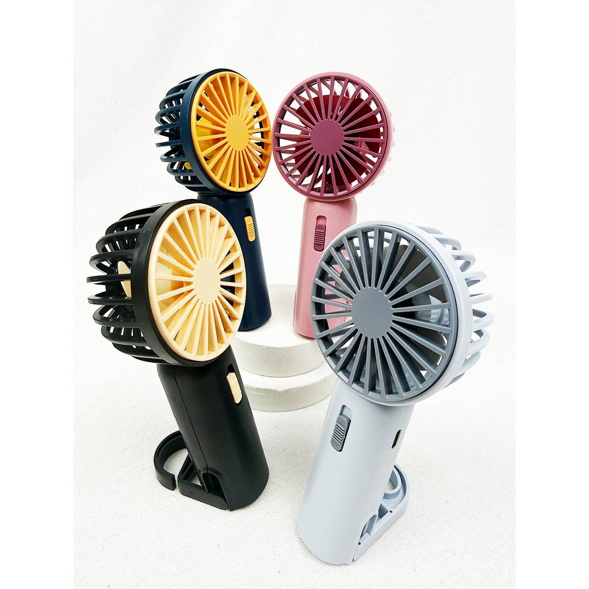 Portable Hand Fan with Pull out Stand: MIX COLOR / ONE(12)