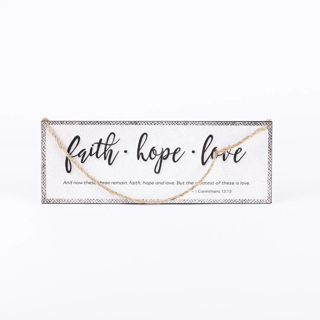 Wall Decor Metal W/ Rope Faith Hope Love