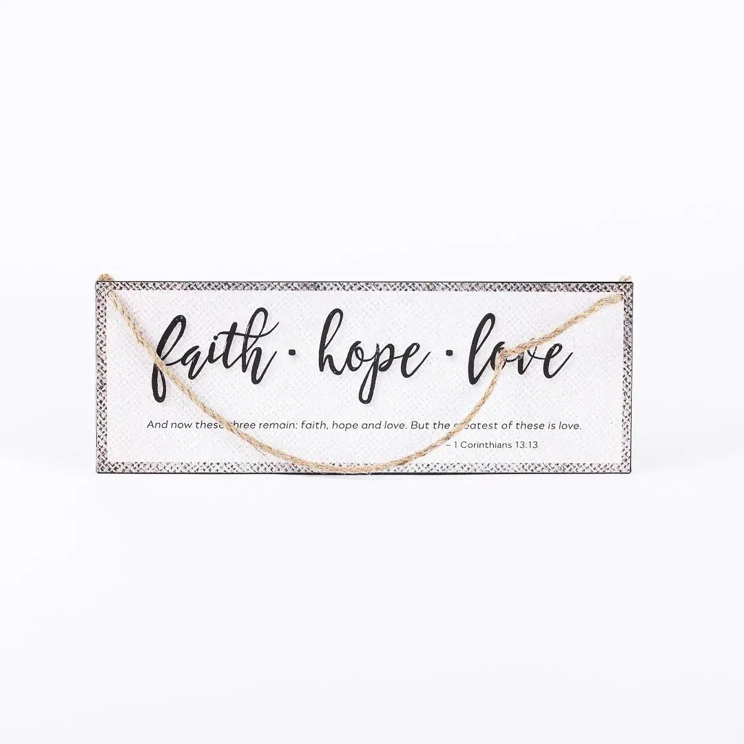 Wall Decor Metal W/ Rope Faith Hope Love