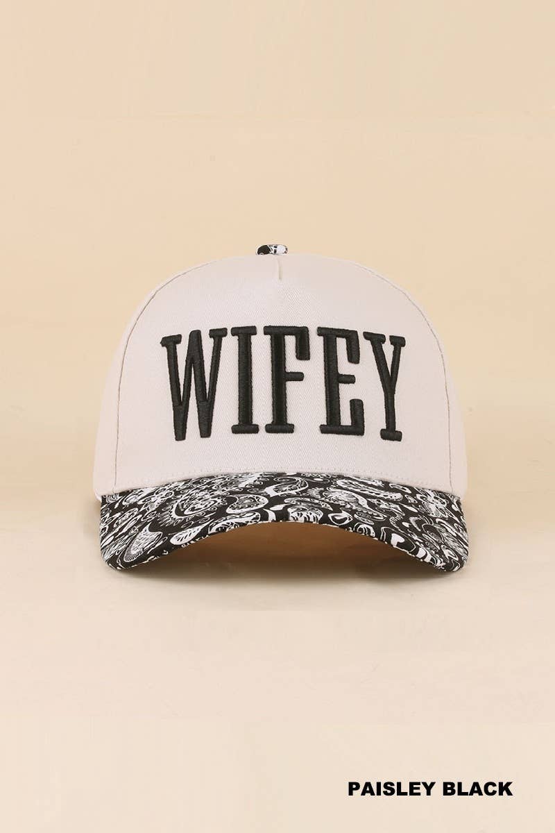 0519 Wifey Two Tone Snapback Hat SI-29856: PAISLEY BLACK-198901 / OS