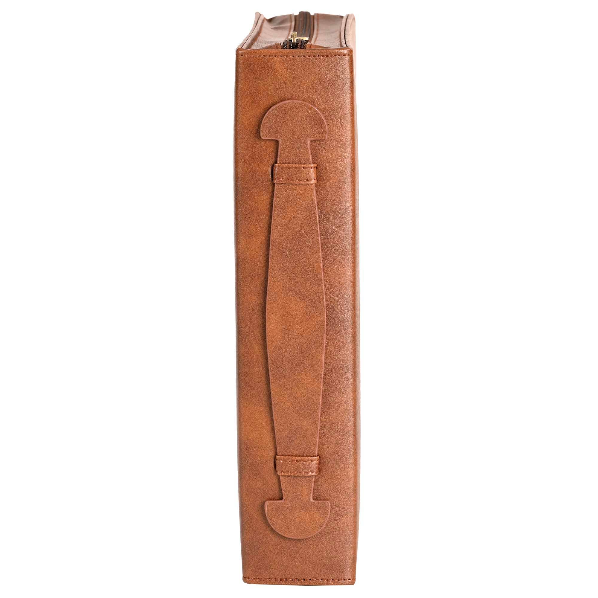 White Dove Bible Cover Classic Cross Brown XL