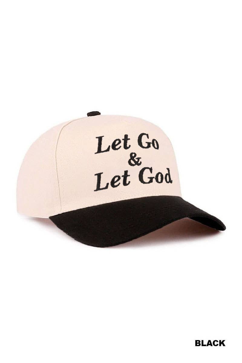 0304 Let Go & Let God Two Tone Cotton Hat SI-29585: FLORAL-195938 / OS