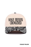0427 Make Heaven Crowded Two Tone Canvas Cotton Cap SI-28815: PAISLEY BLACK-198532 / OS