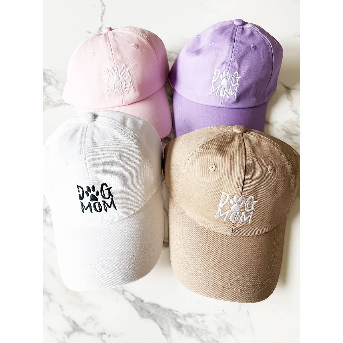 DOG MOM Embroidered Cotton Baseball Cap: PURPLE / ONE(6)