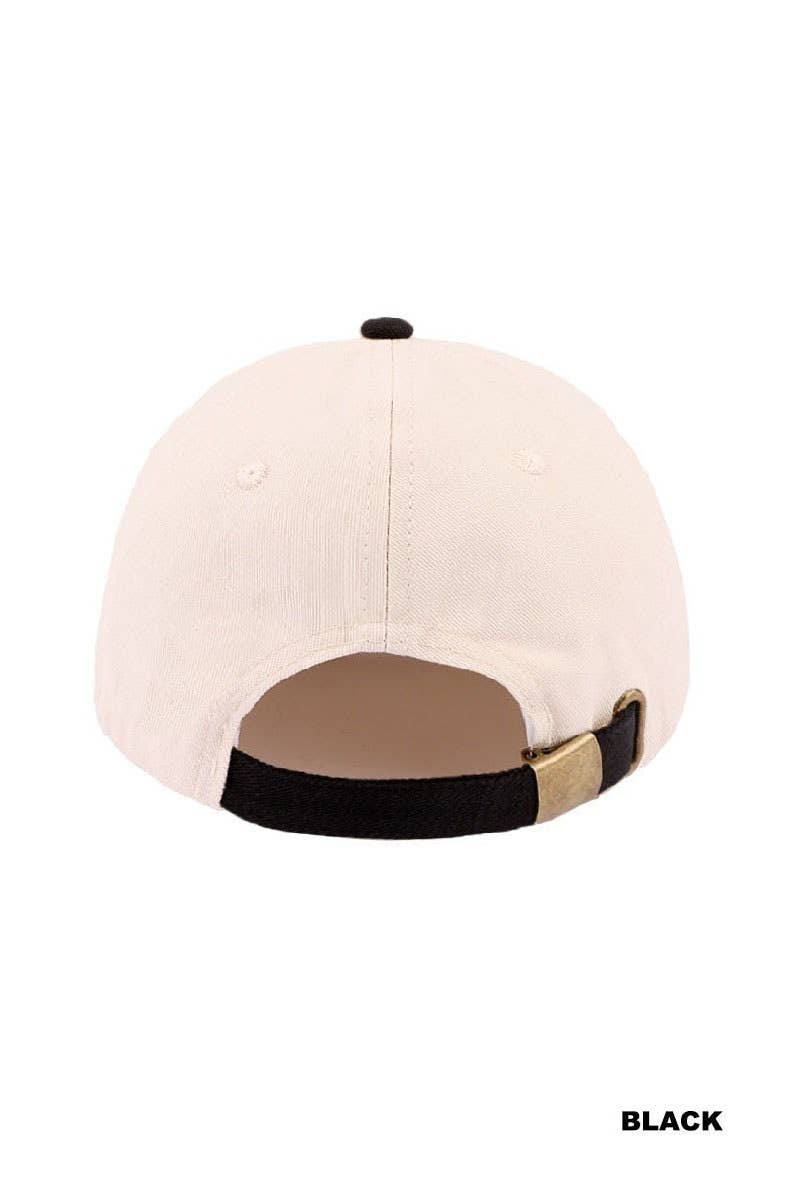 0427 Make Heaven Crowded Two Tone Canvas Cotton Cap SI-28815: PAISLEY BLACK-198532 / OS